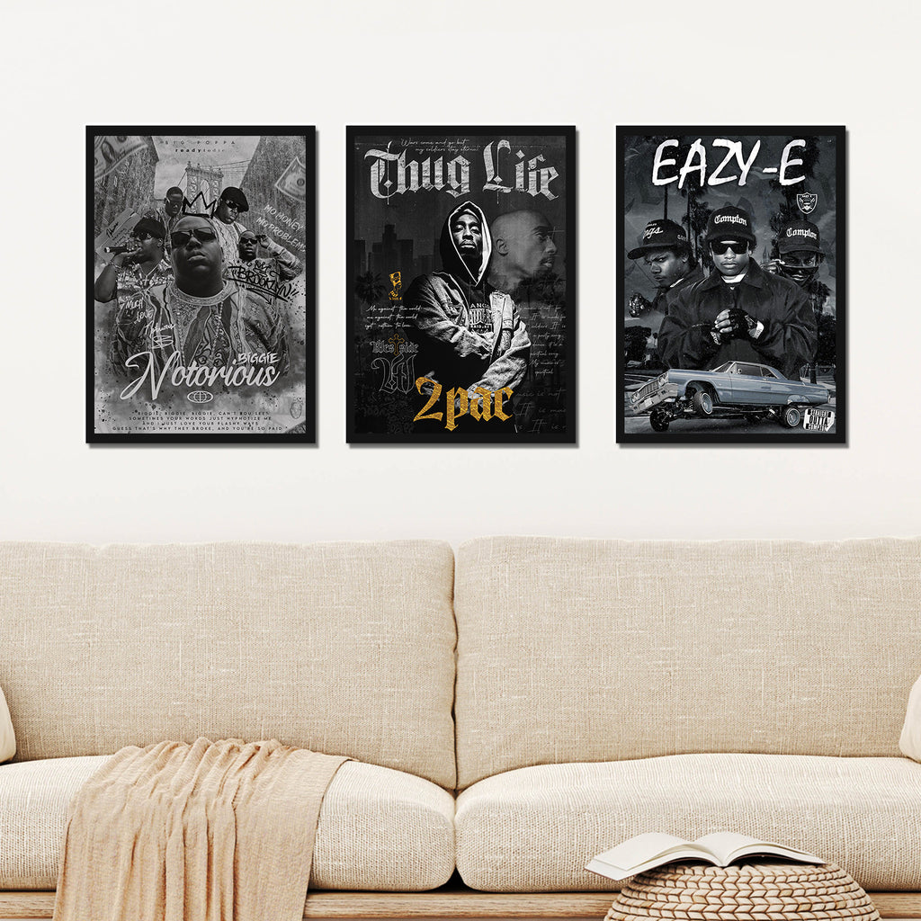 3 x Hip-Hop Legends A3 Framed Art Posters