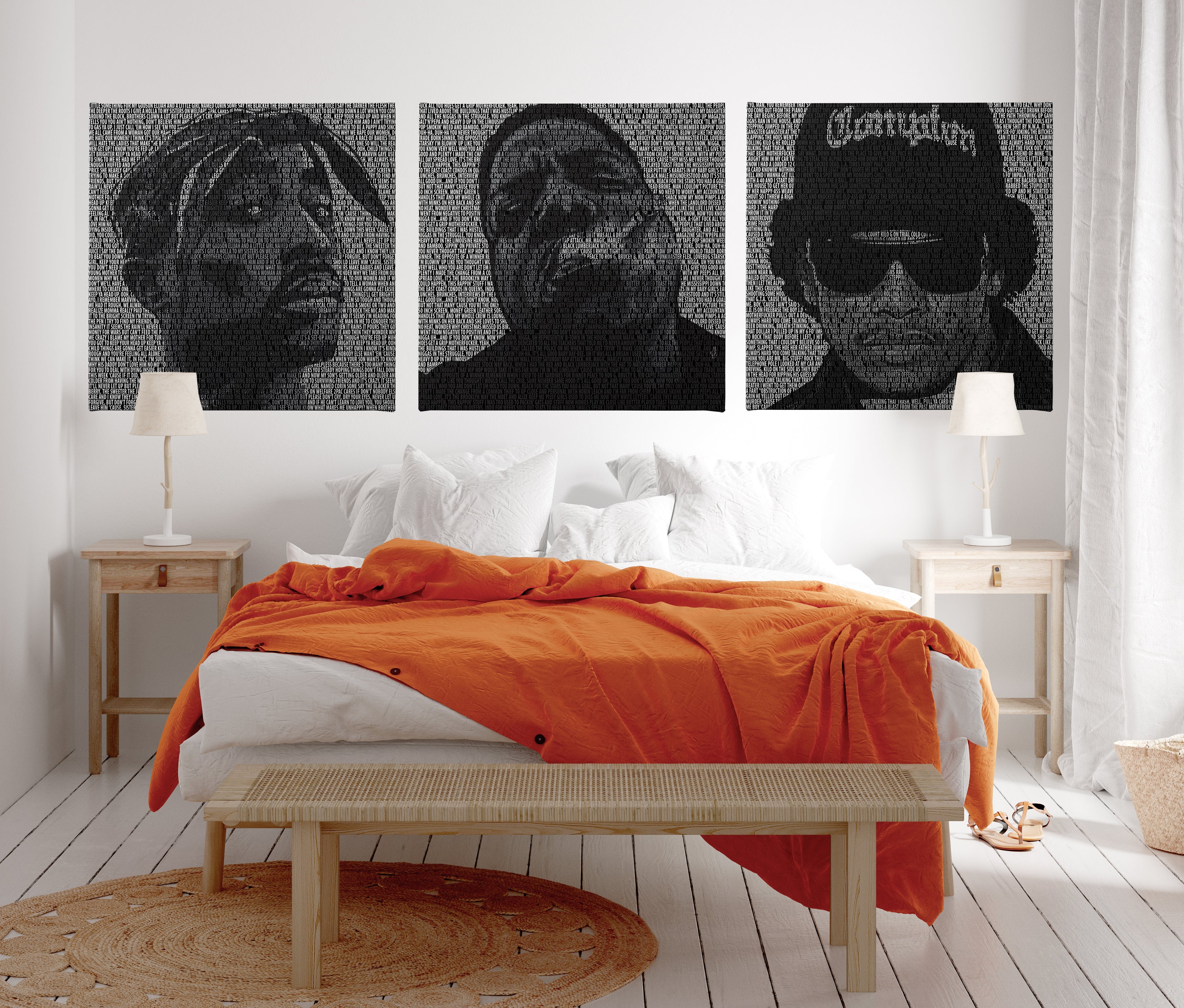 3 x Typographic Hip-Hop Framed Digital Art Canvases - Poster Prints NZ