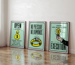 3 x Motivational Premium Framed Canvas Posters (LARGE)