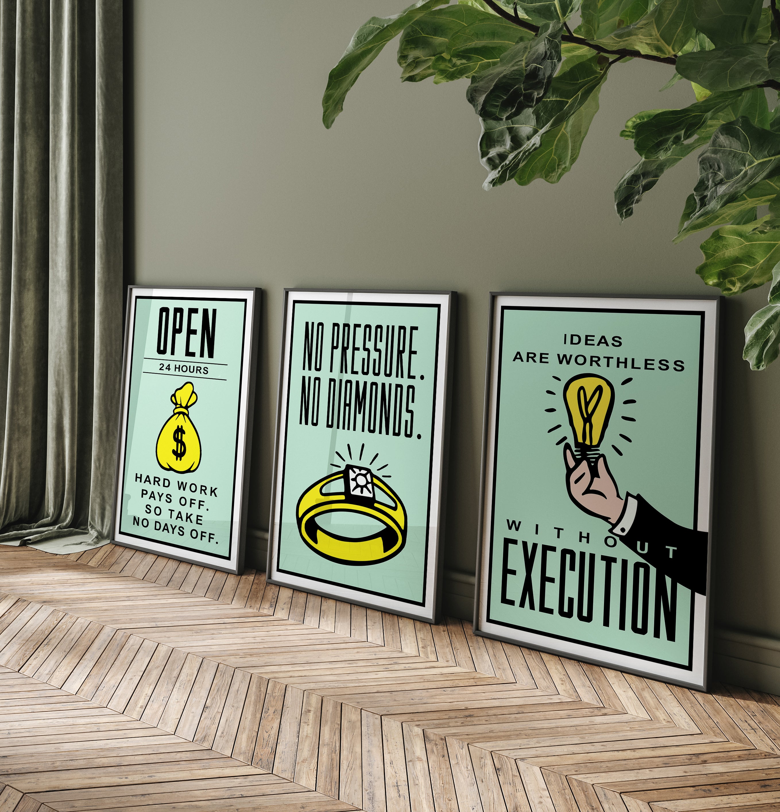 3 x Motivational Premium Framed Canvas Posters (LARGE)