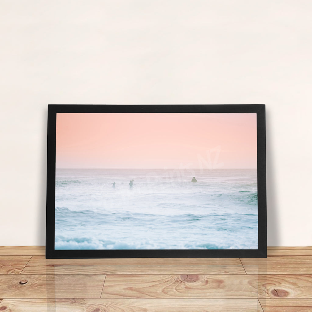 Sunset Surfing  - A3 Framed Digital Art Poster