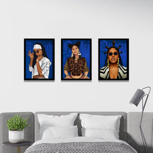 3 x Hip-Hop A3 Framed Art Posters