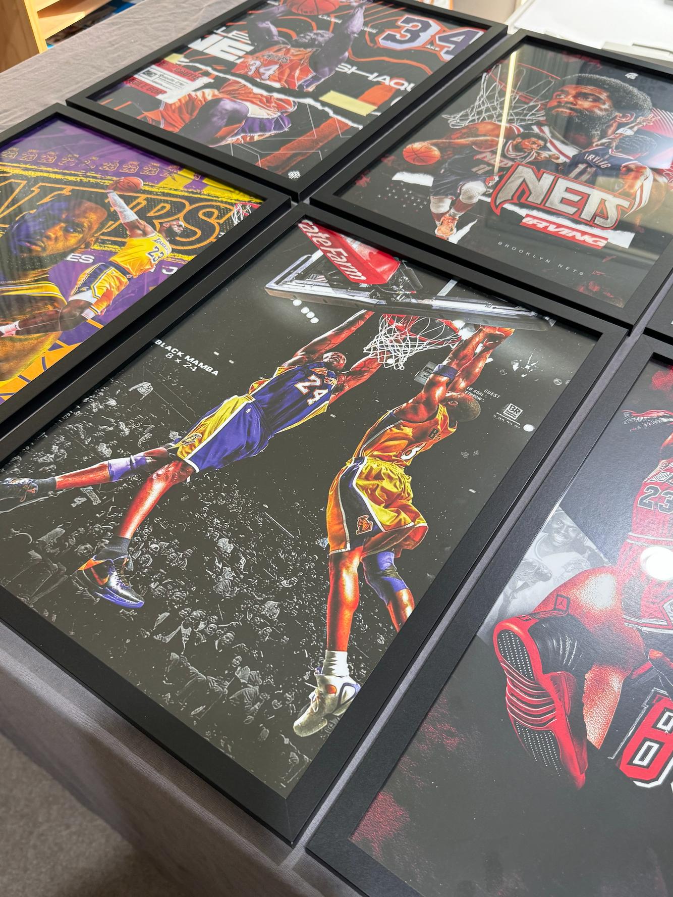 8 x Basketball Legends A3 Framed Art Posters