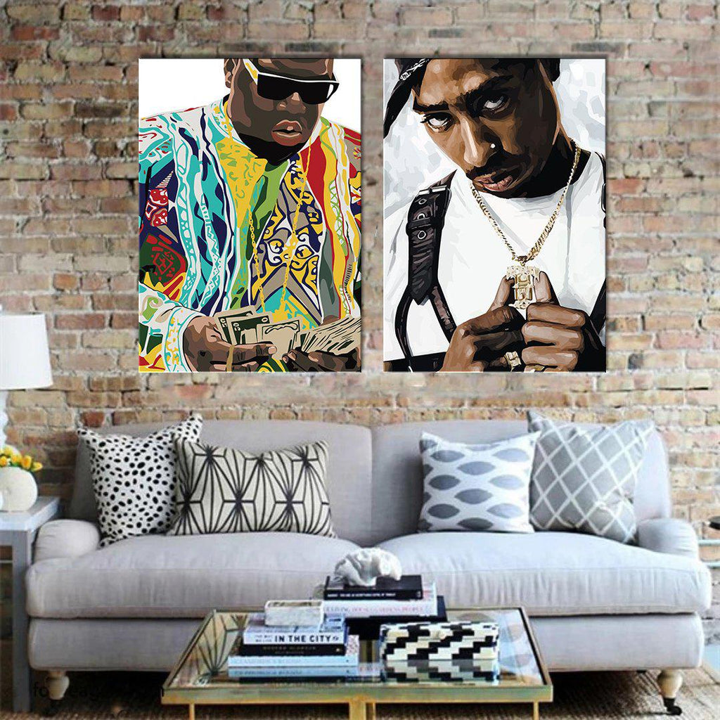 Biggie & Tupac Framed Digital Art Canvases - Poster Prints NZ