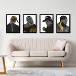 4 x Hip-Hop A3 Framed Art Posters (Black & Gold Edition)