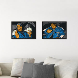 2 x Hip-Hop A3 Framed Digital Art Posters (Blue) - Poster Prints NZ