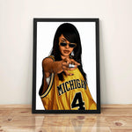 Aaliyah Michigan Jersey - A3 Framed Digital Art Poster - Poster Prints NZ