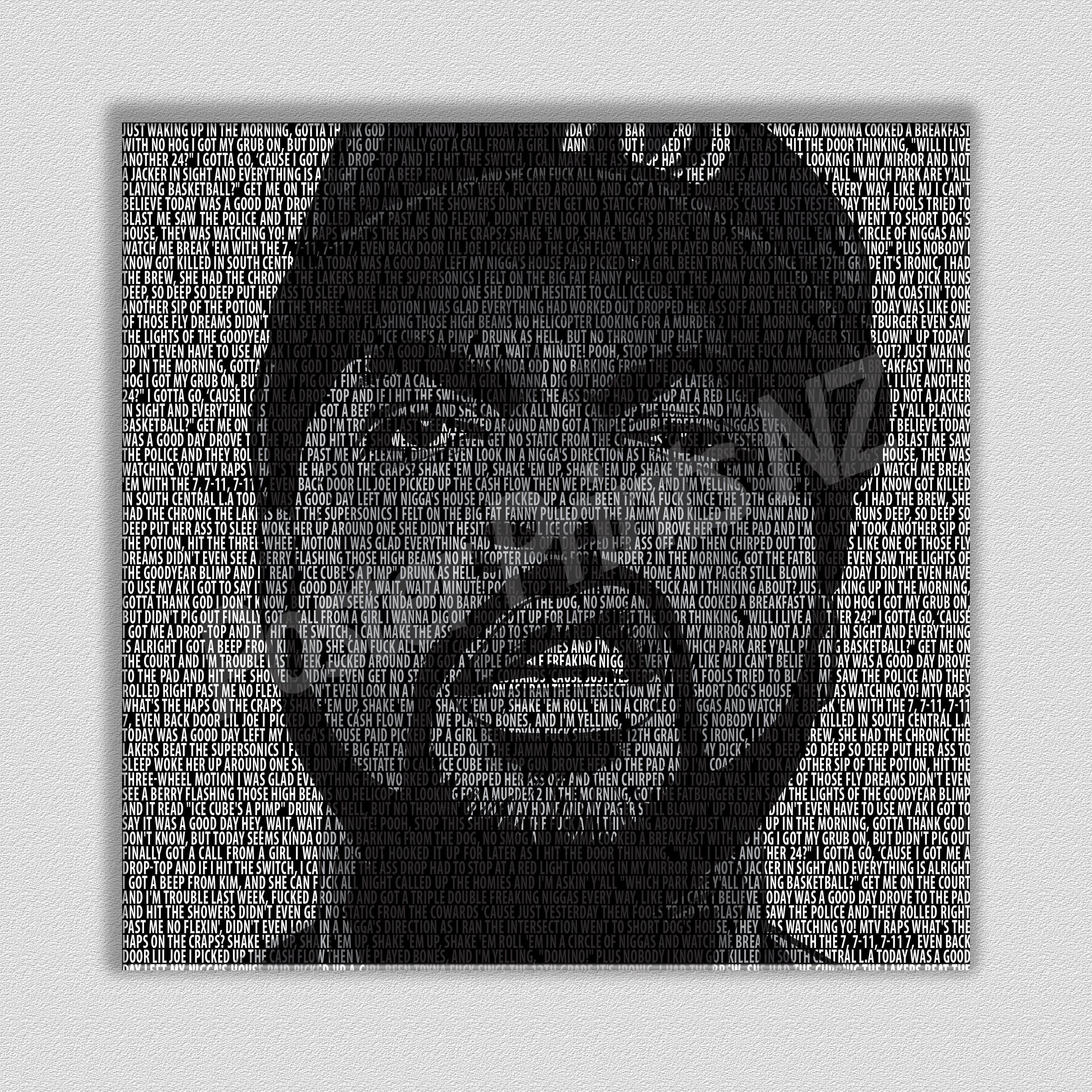 Ice Cube 'It Was a Good Day' Typographic Framed Art Canvas - Poster Prints NZ