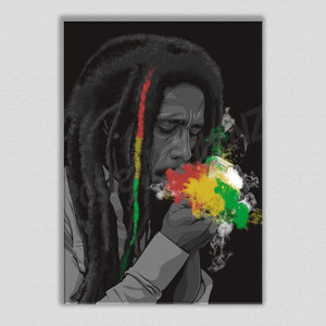 Bob Marley 'Rasta Clouds' Framed Digital Art Canvas - Poster Prints NZ