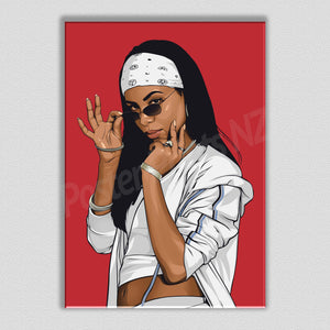 Aaliyah Framed Art Canvas - Poster Prints NZ