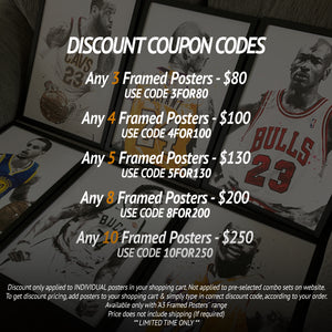 Discount Coupon Codes - LIMITED TIME ONLY (A3 Framed Art Posters) - Poster Prints NZ