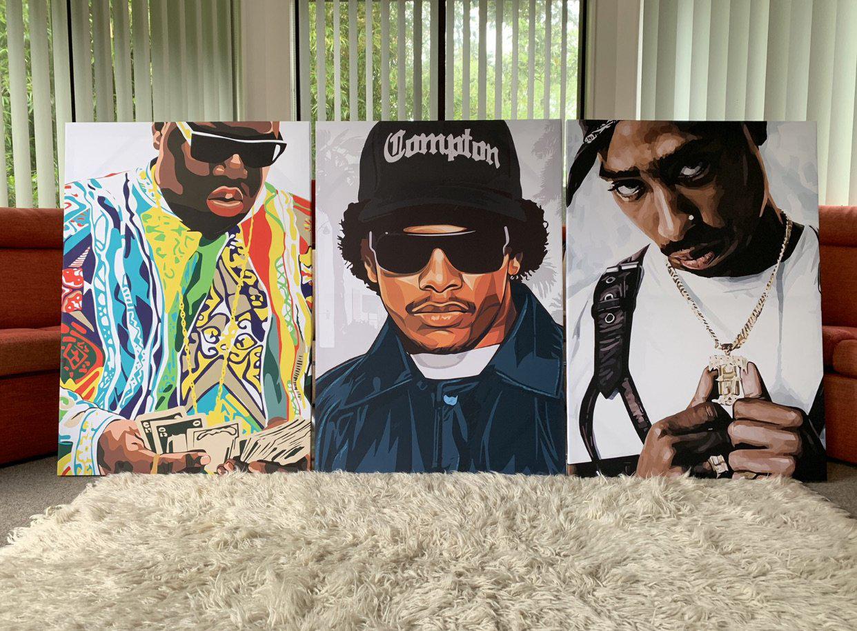 Biggie Eazy E Tupac Framed Digital Art Canvases Poster Prints NZ biggie-eazy-e-tupac-framed-digital-art-canvases-poster-prints-nz