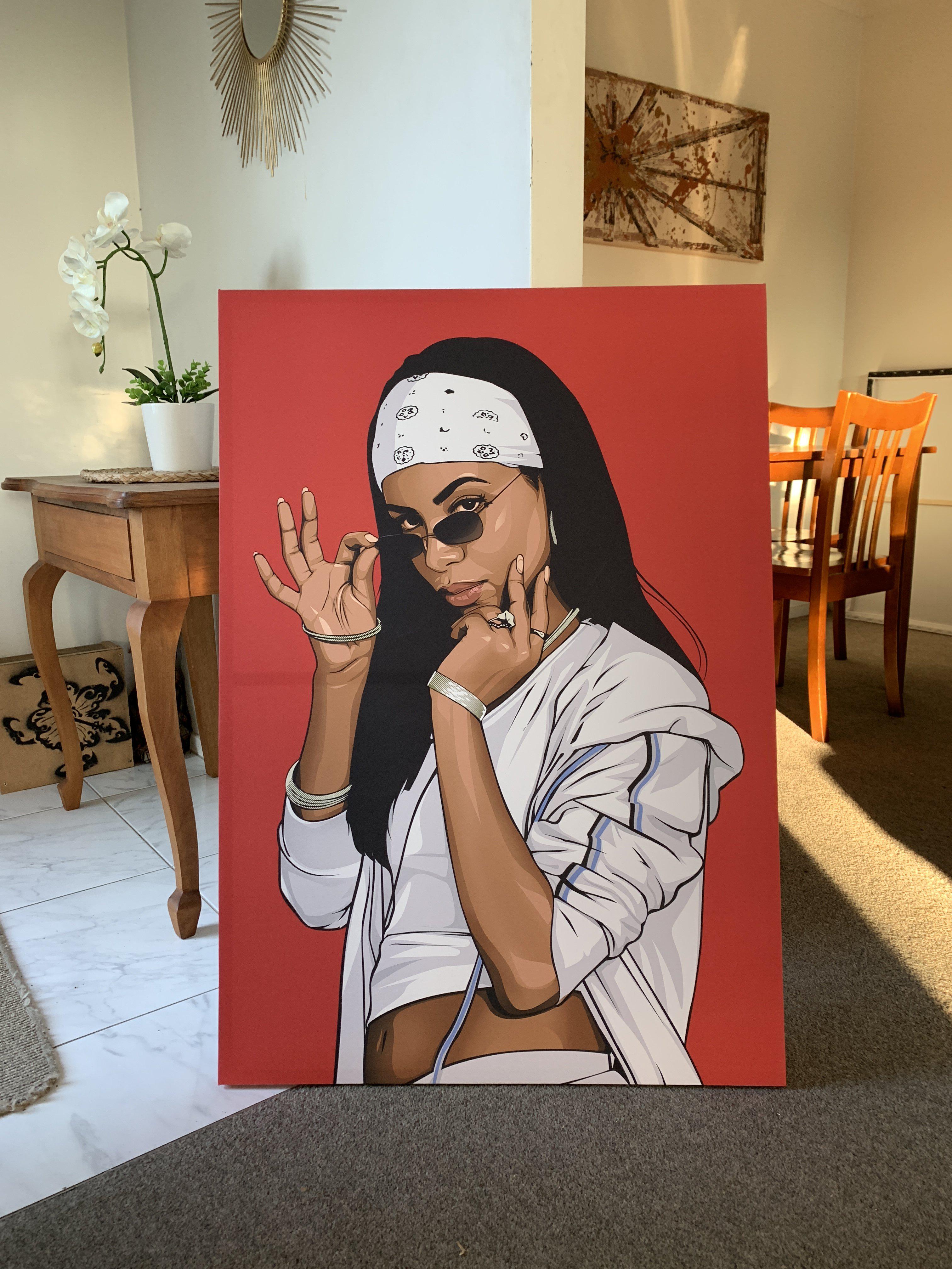 Aaliyah Framed Art Canvas - Poster Prints NZ