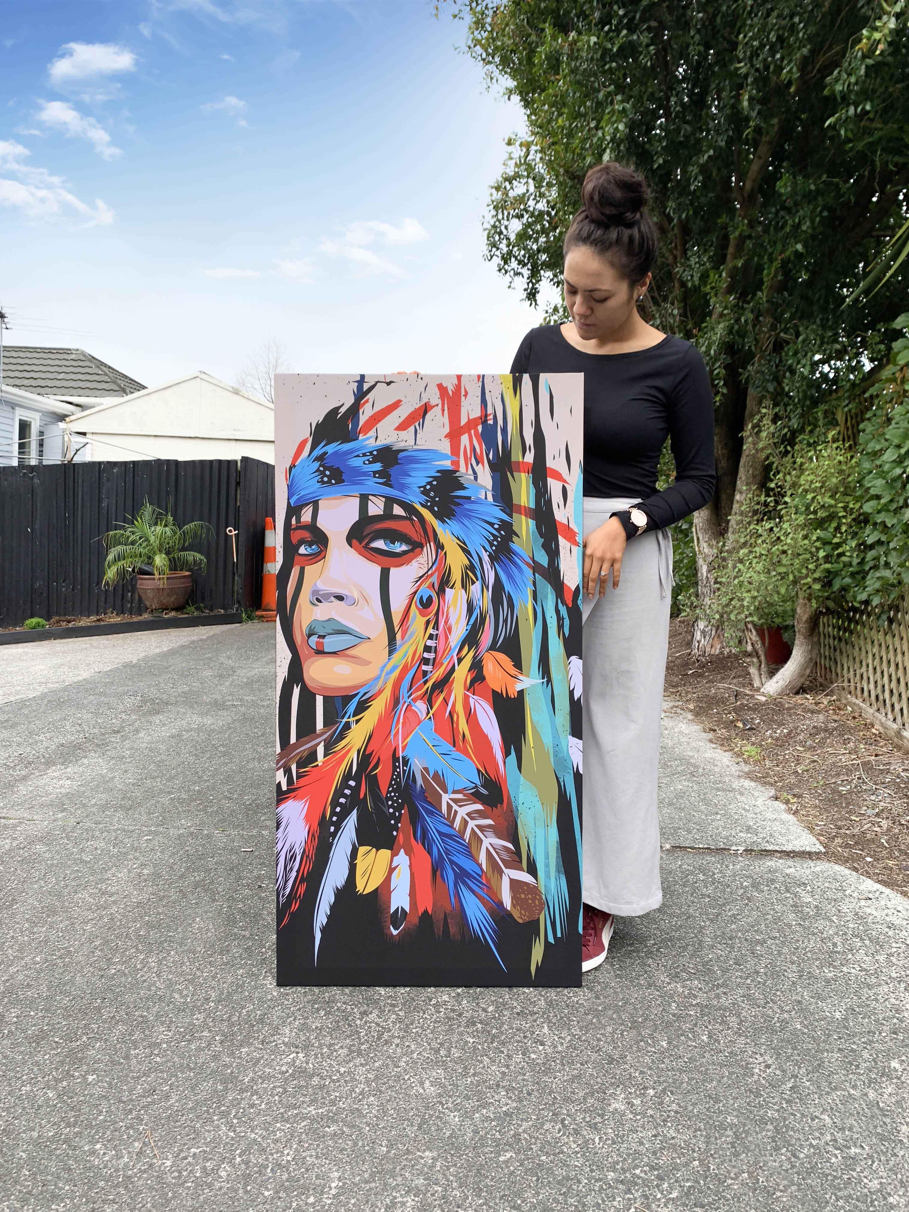 American Indian Framed Art Canvas - Poster Prints NZ
